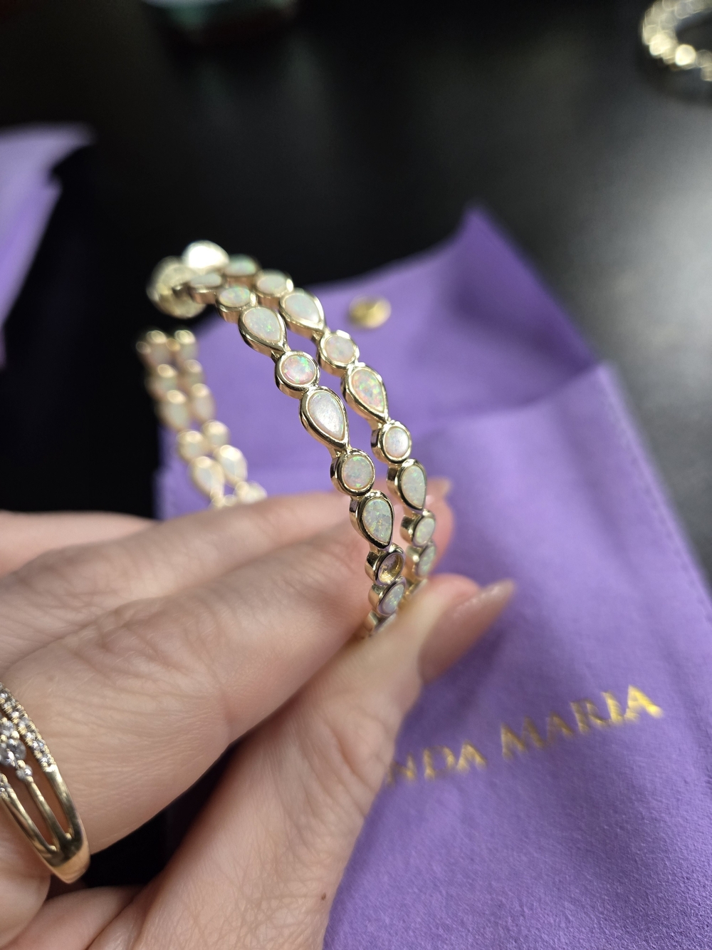 Melinda Maria Isla 2" White Opal Hoops